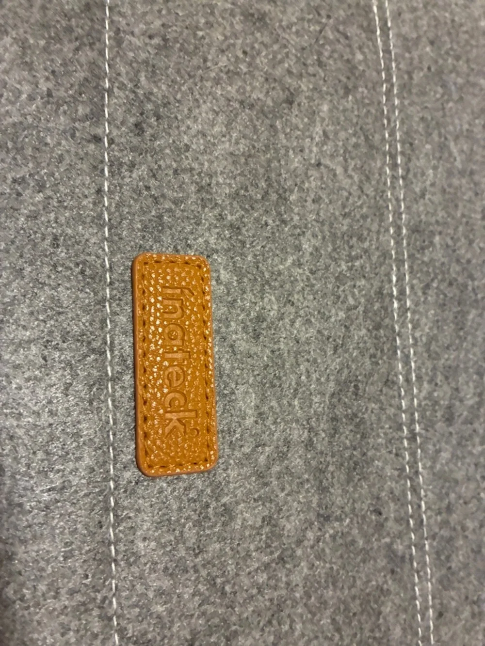 Gray Felt Tablet or Laptop Sleeve with Brown Leather Logo Patch